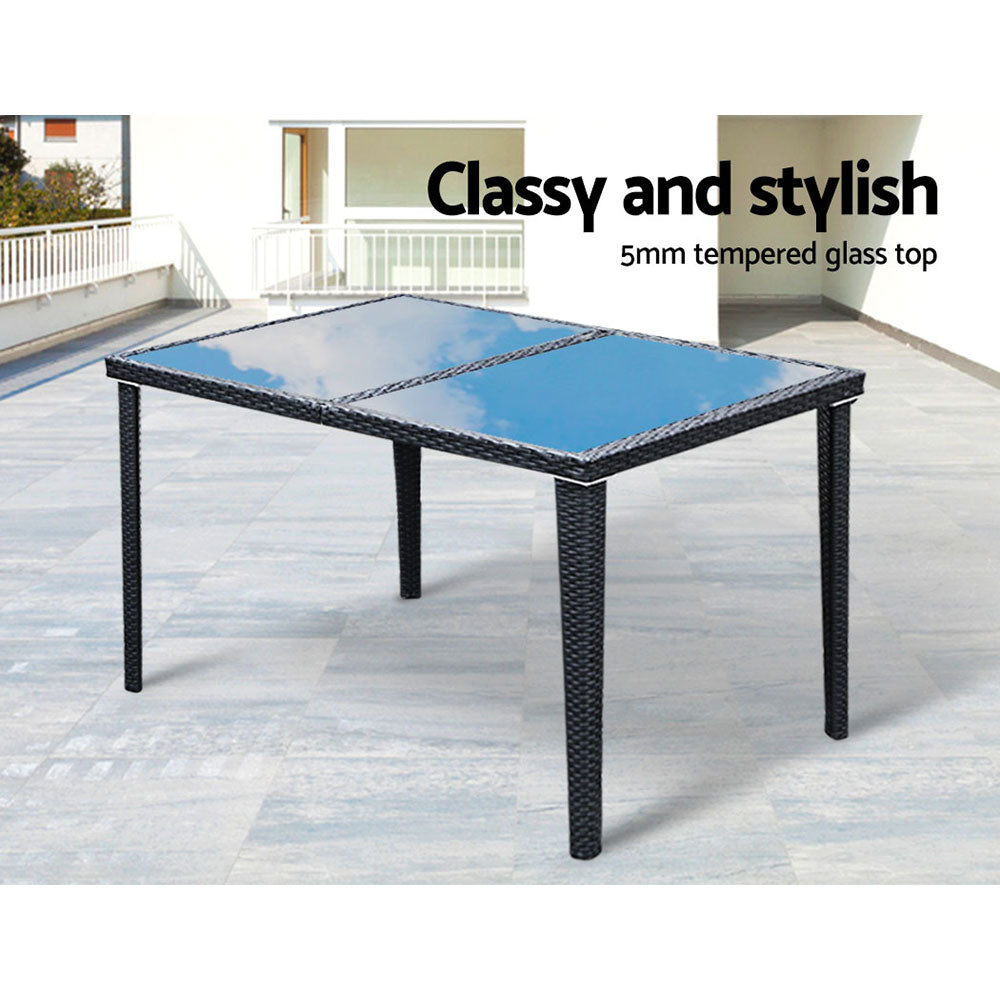 Alderon Outdoor Dining Set – Black – 7 Piece