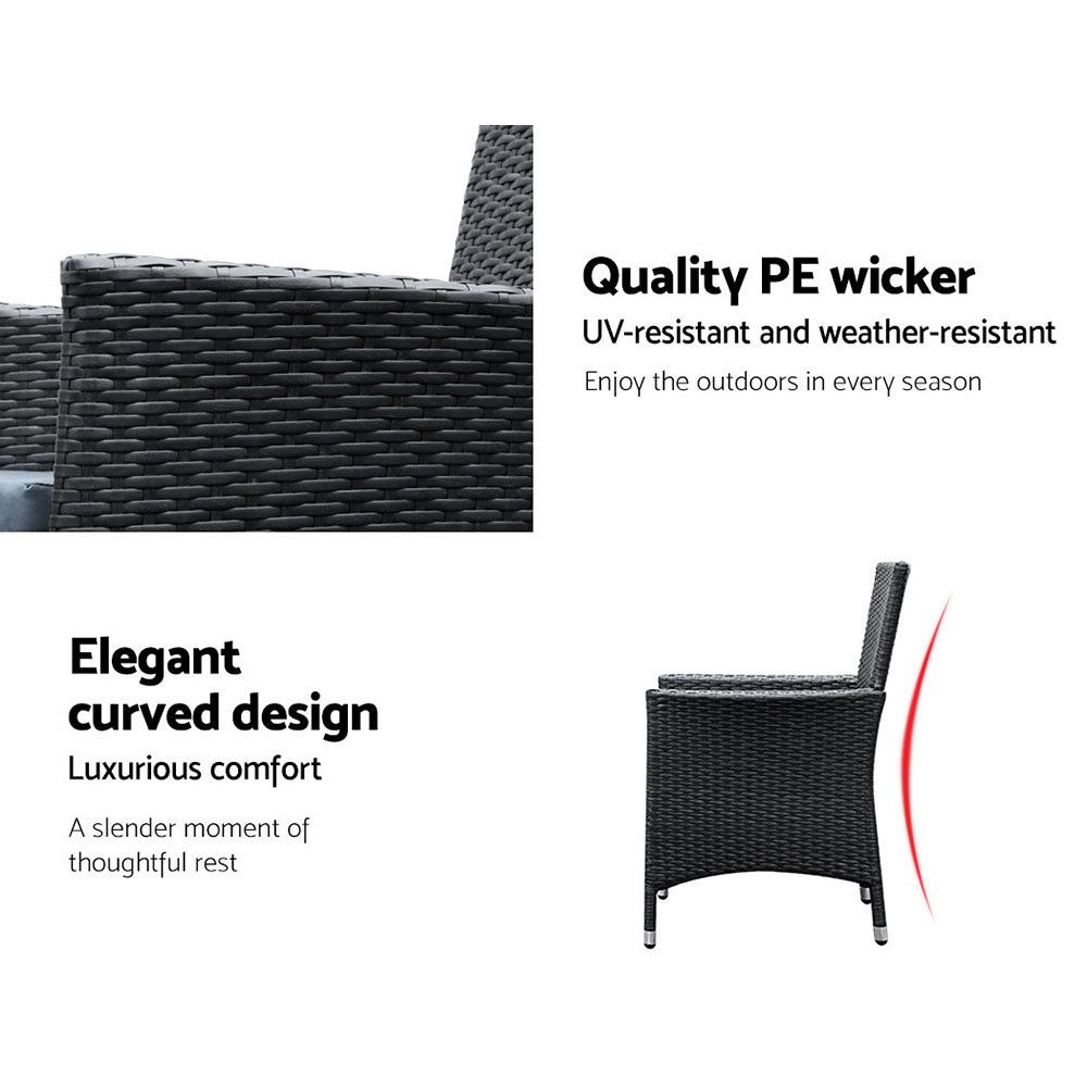 Alderon Outdoor Dining Set – Black – 7 Piece