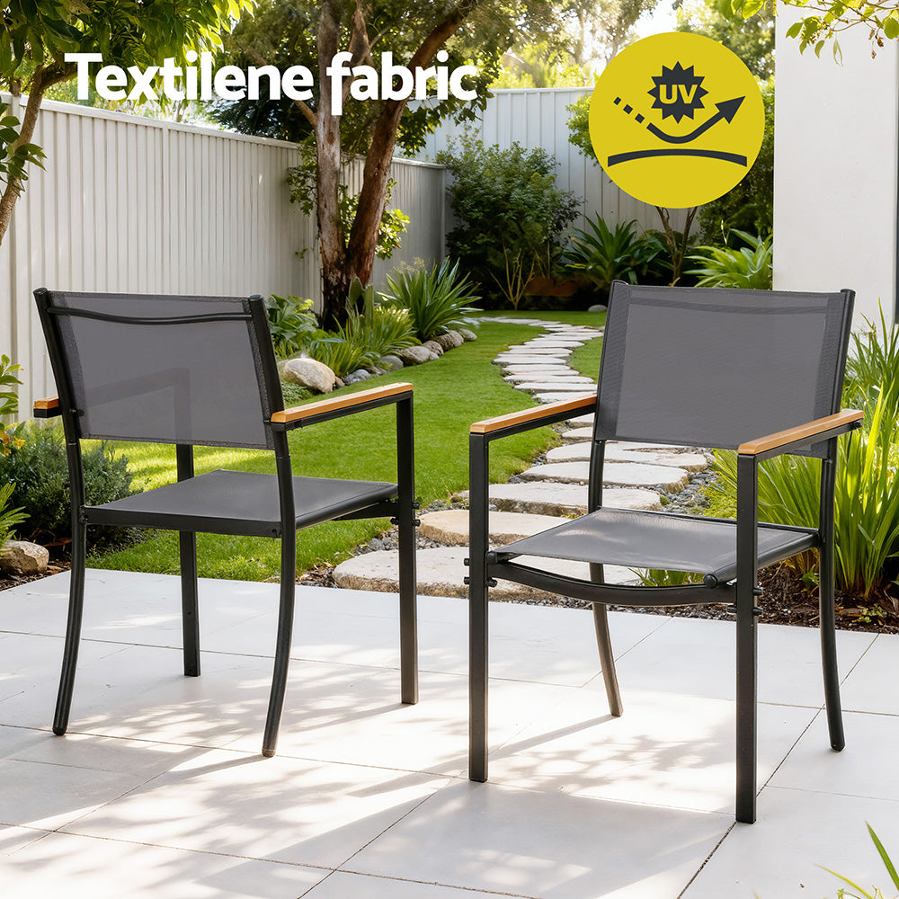 Linden Outdoor Dining Set – Black & Natural – 7 Piece
