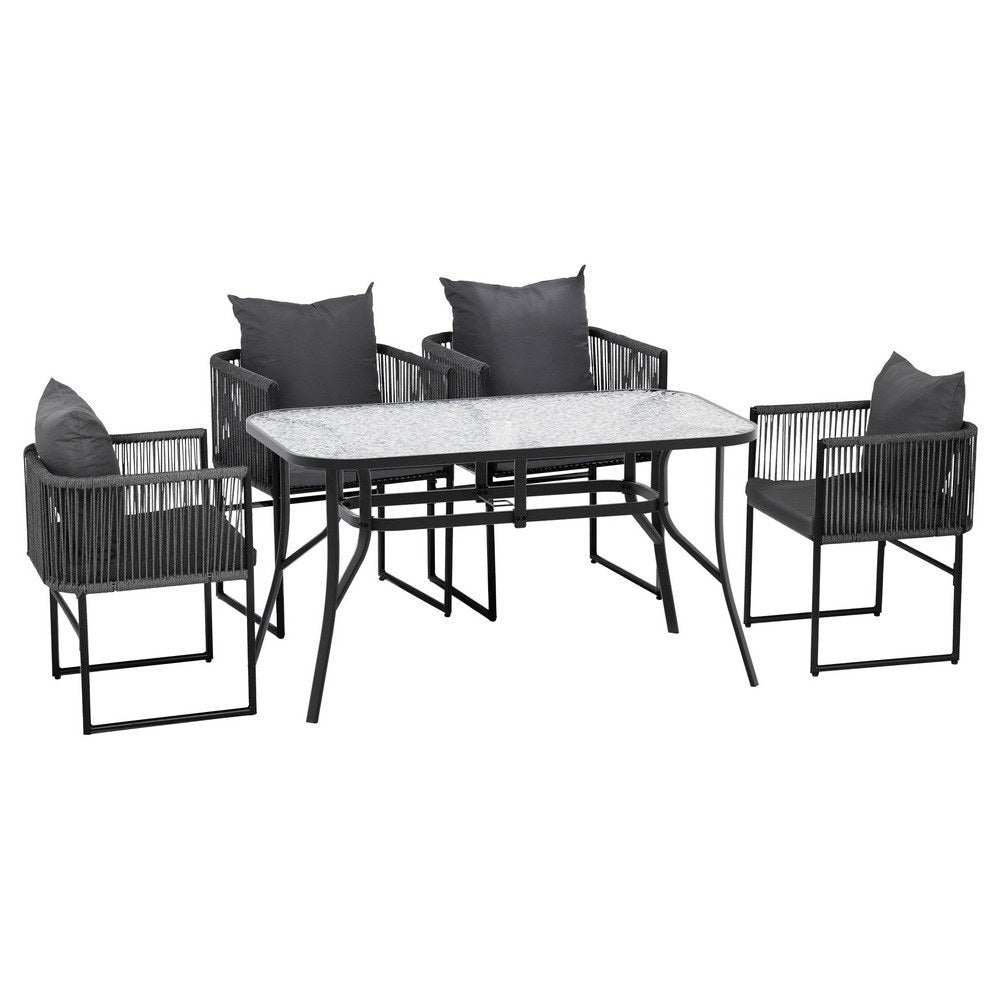 Caelum Outdoor Dining Set – Black – 5 Piece