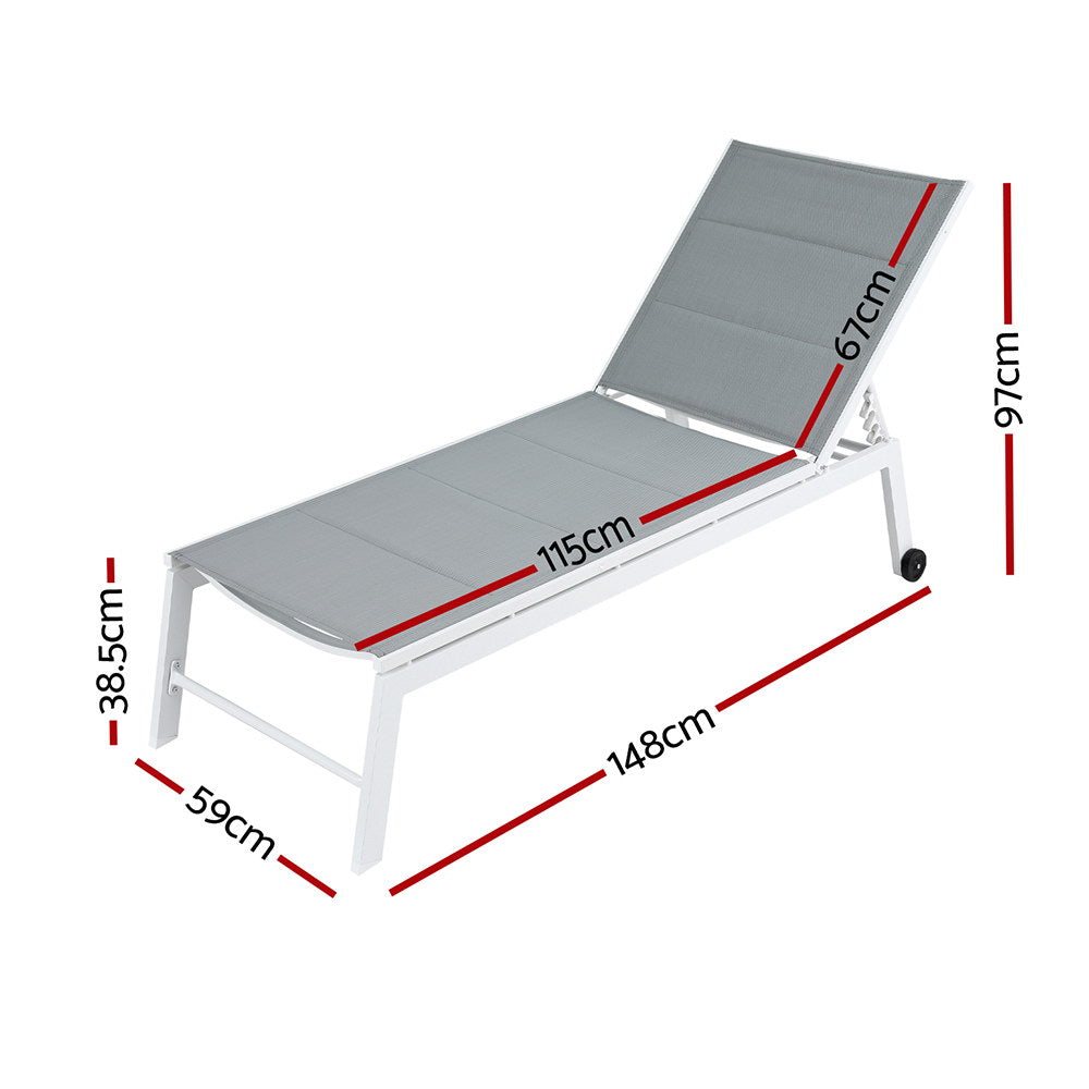 Marina Textilene Sun Lounger – White – 150 kg