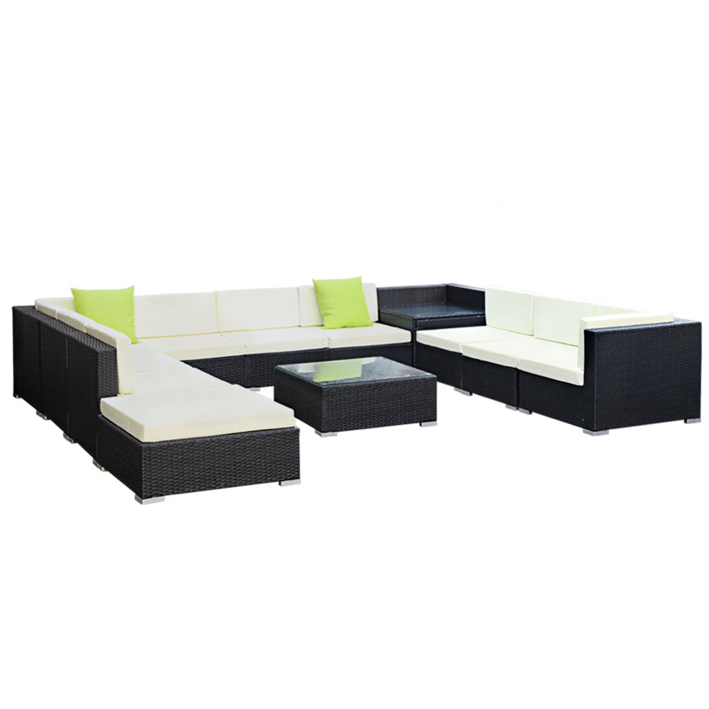 Hudson Outdoor Wicker Sofa Set – Grey – 12 Piece