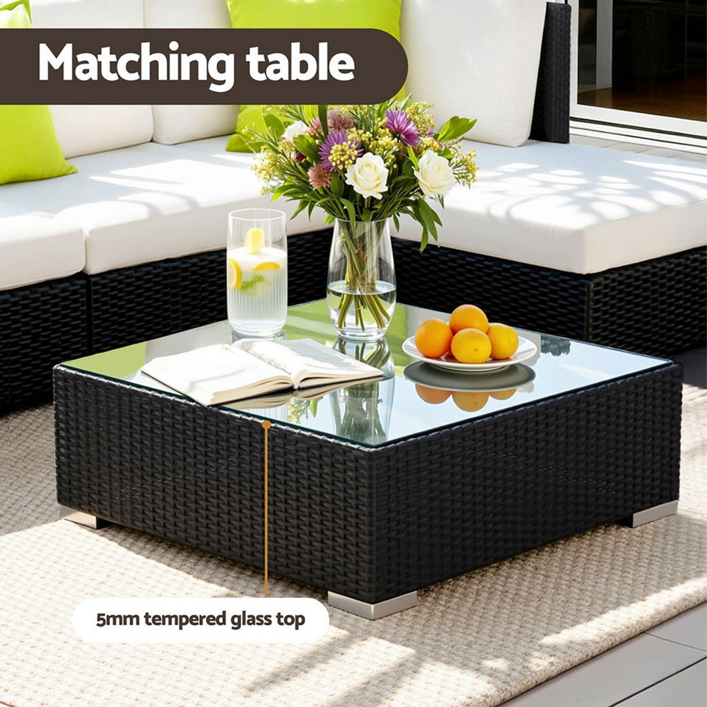 Atlas Outdoor Sofa Set – Black – 8 Piece