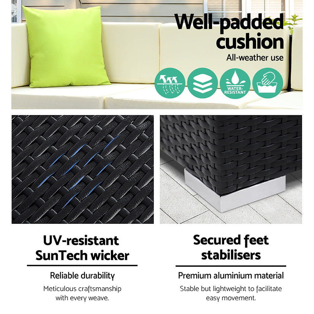 Haven Outdoor Sofa Set – Black – 8 Piece