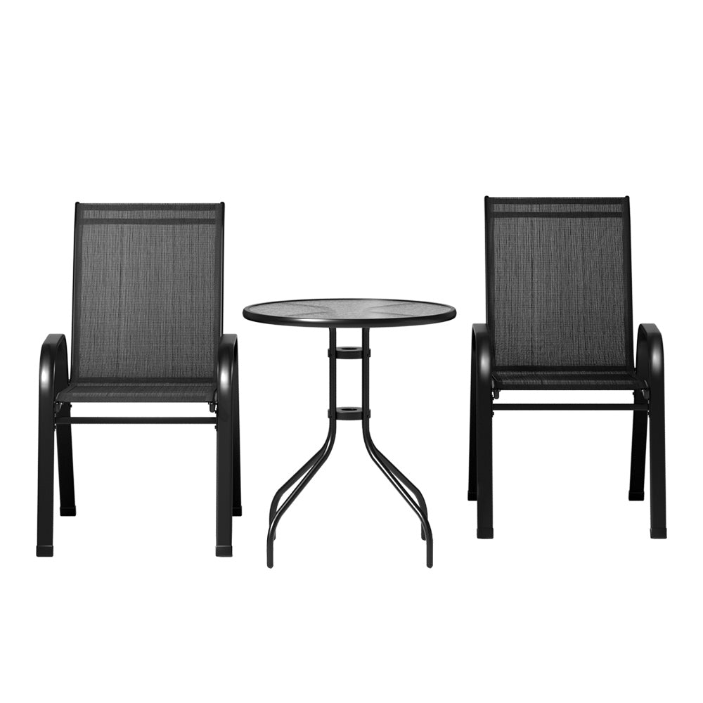 Traverse Bistro Table & Chair Set – Black – 3 Piece