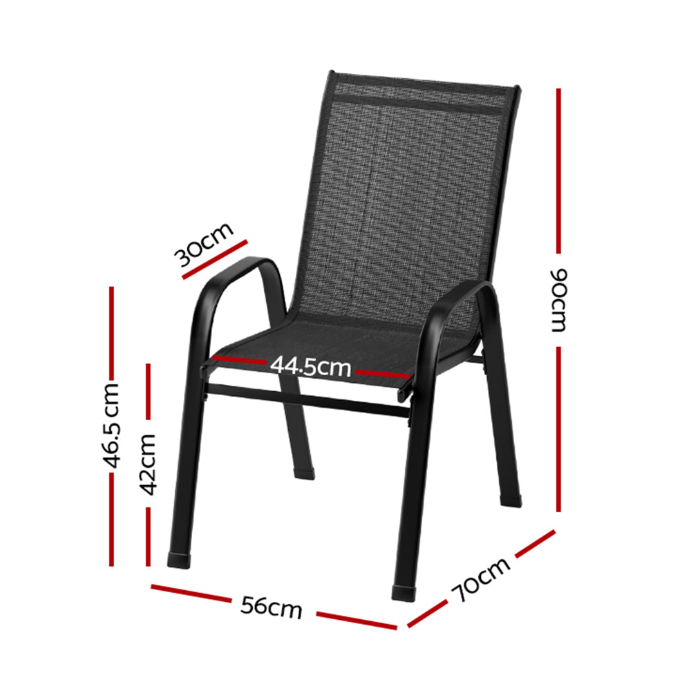 Traverse Stackable Outdoor Chairs – Black – Set of 6
