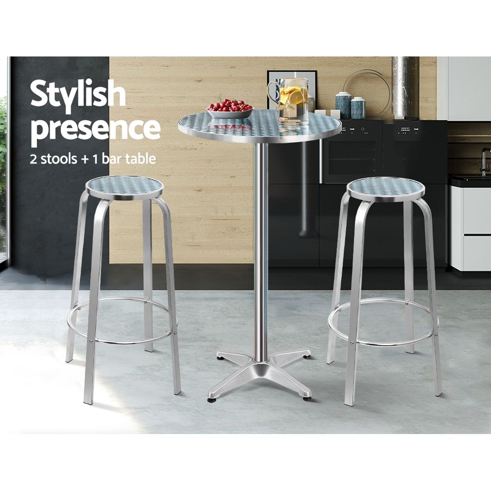 Atlas Outdoor Bistro Set – Silver – 3 Piece