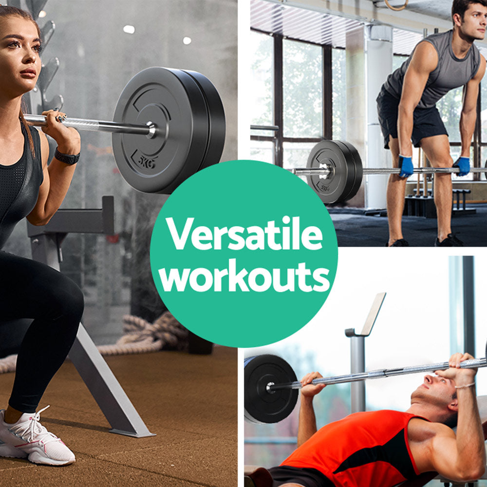 Everfit Barbell Weight Set – Black – 168 cm