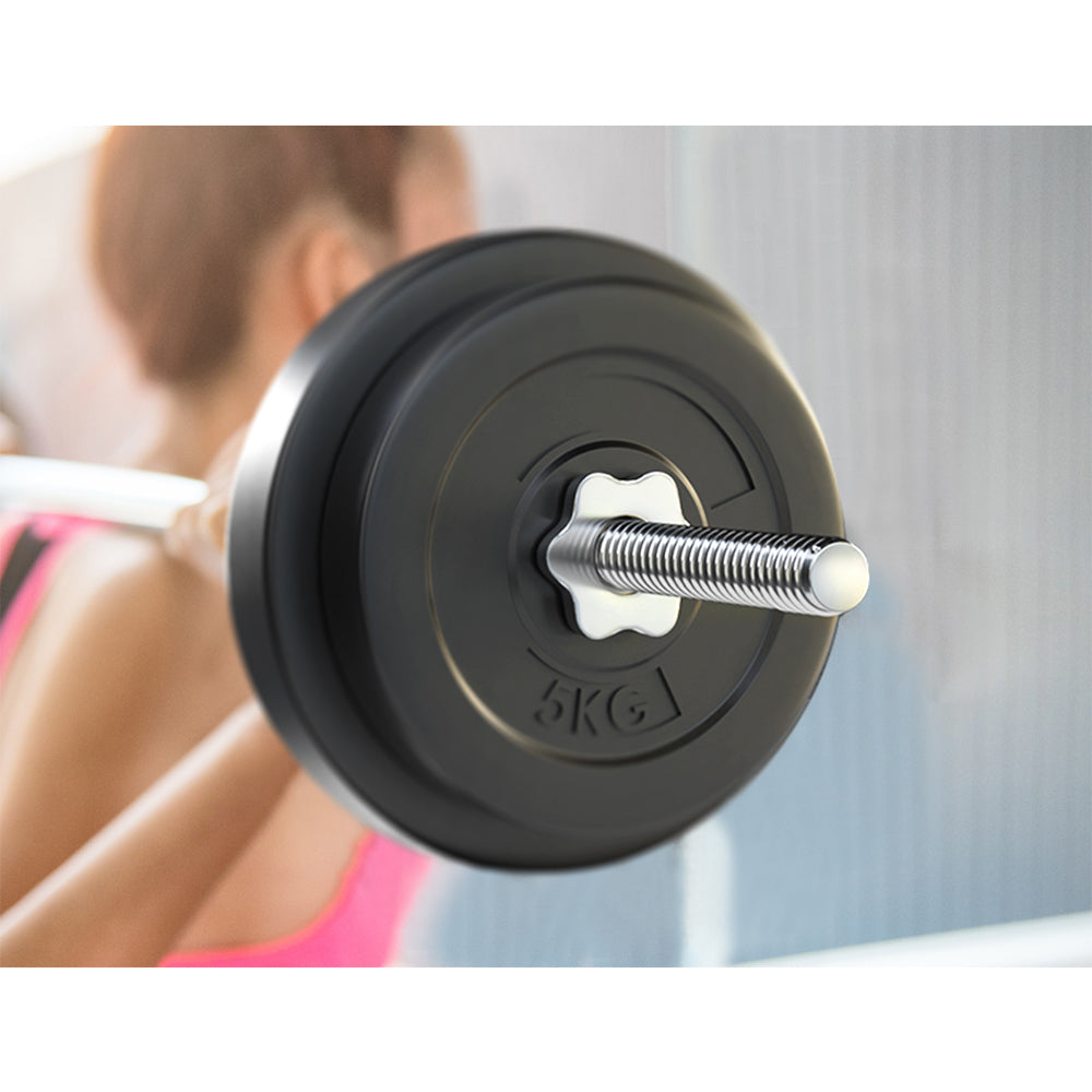 Everfit Barbell Weight Set – Black – 38 kg