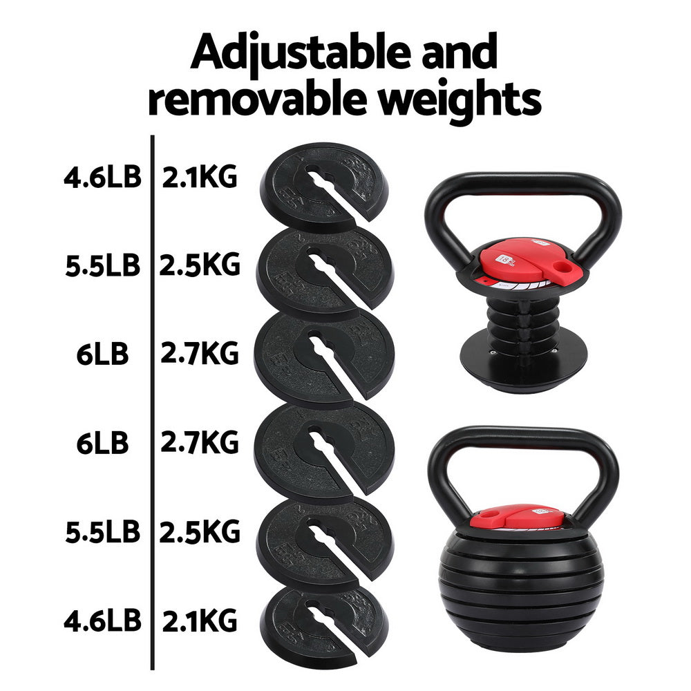 Haven Adjustable Kettlebell Set – Black & Red – 18kg