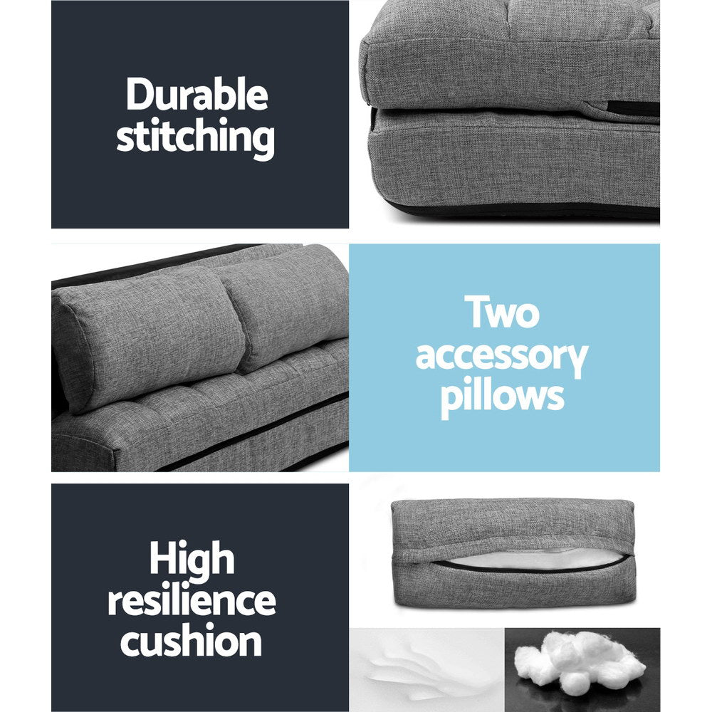 Ralston Fabric Lounge Sofa Bed – Grey – 2 Seater