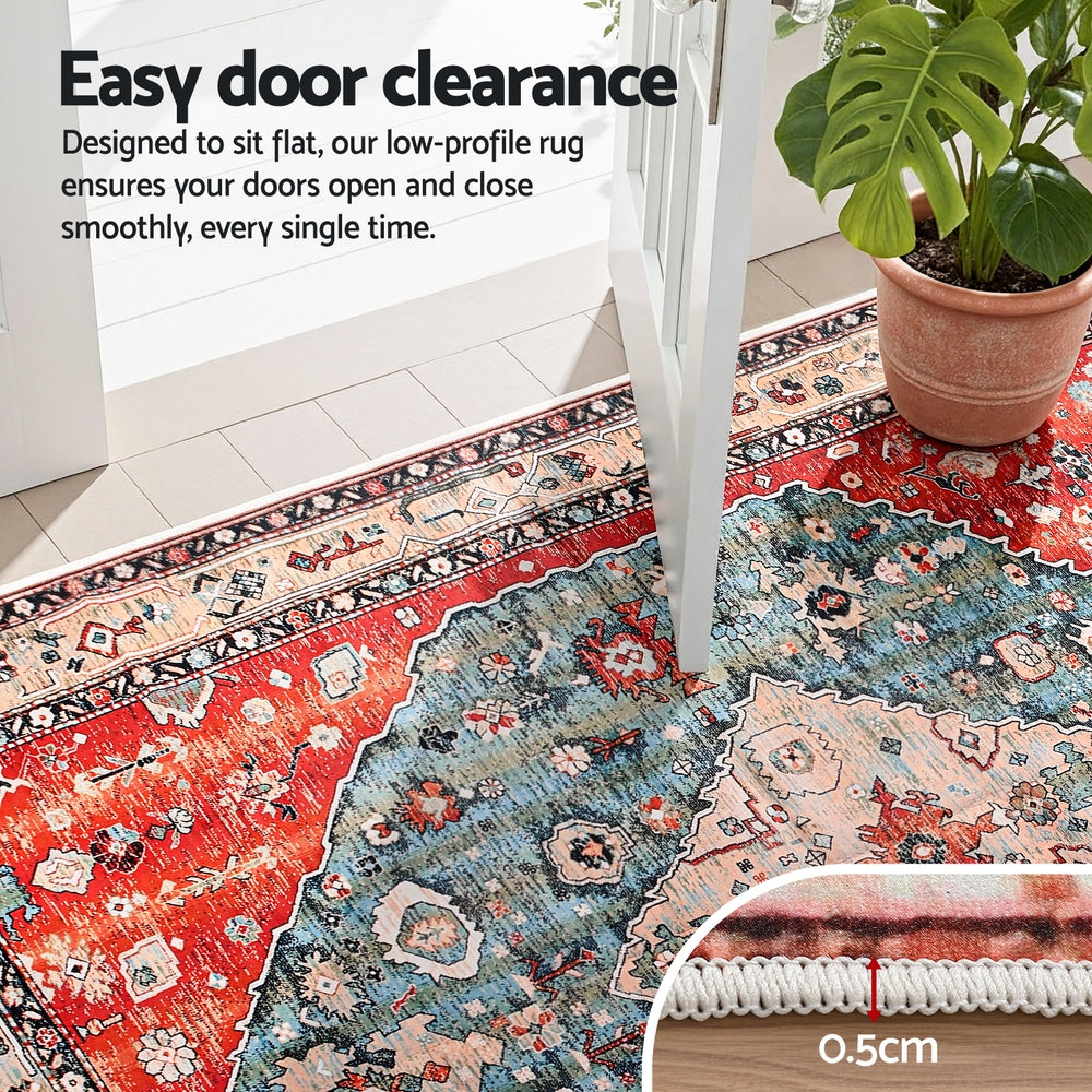 Kensington Geometric Washable Rug – Red – 240 × 340 cm
