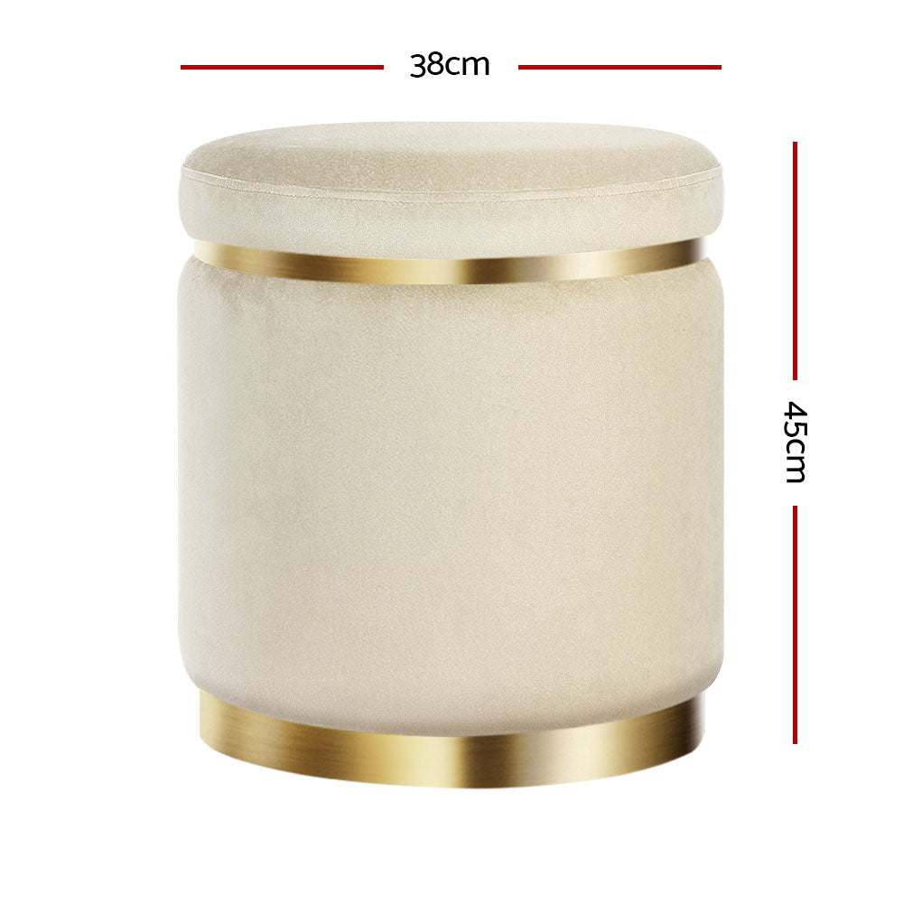 Aldara Velvet Foot Stool – Cream – 40 cm