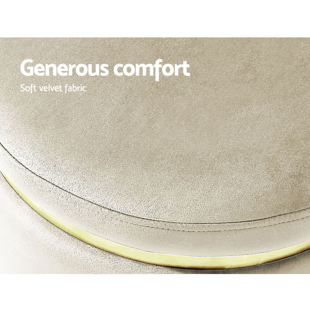 Aldara Velvet Foot Stool – Cream – 40 cm