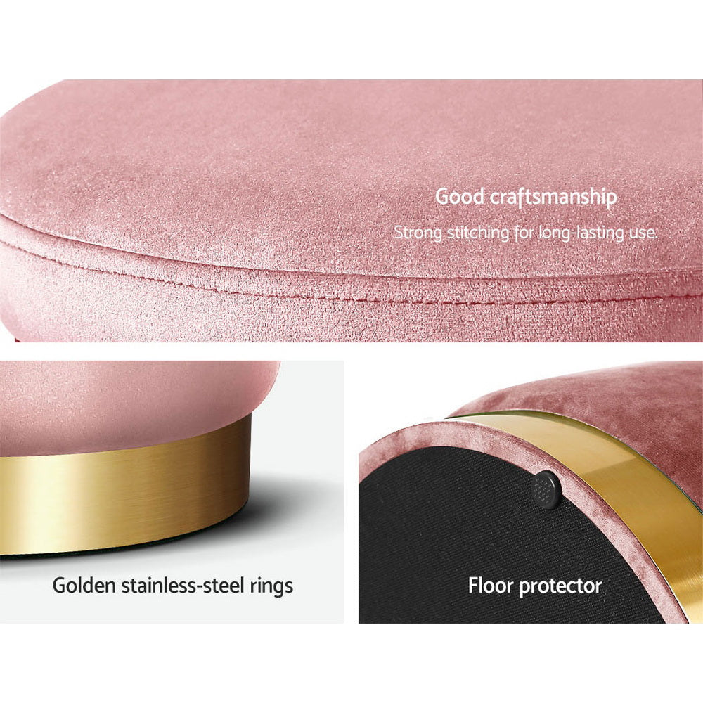 Marlena Velvet Footstool – Pink – Standard