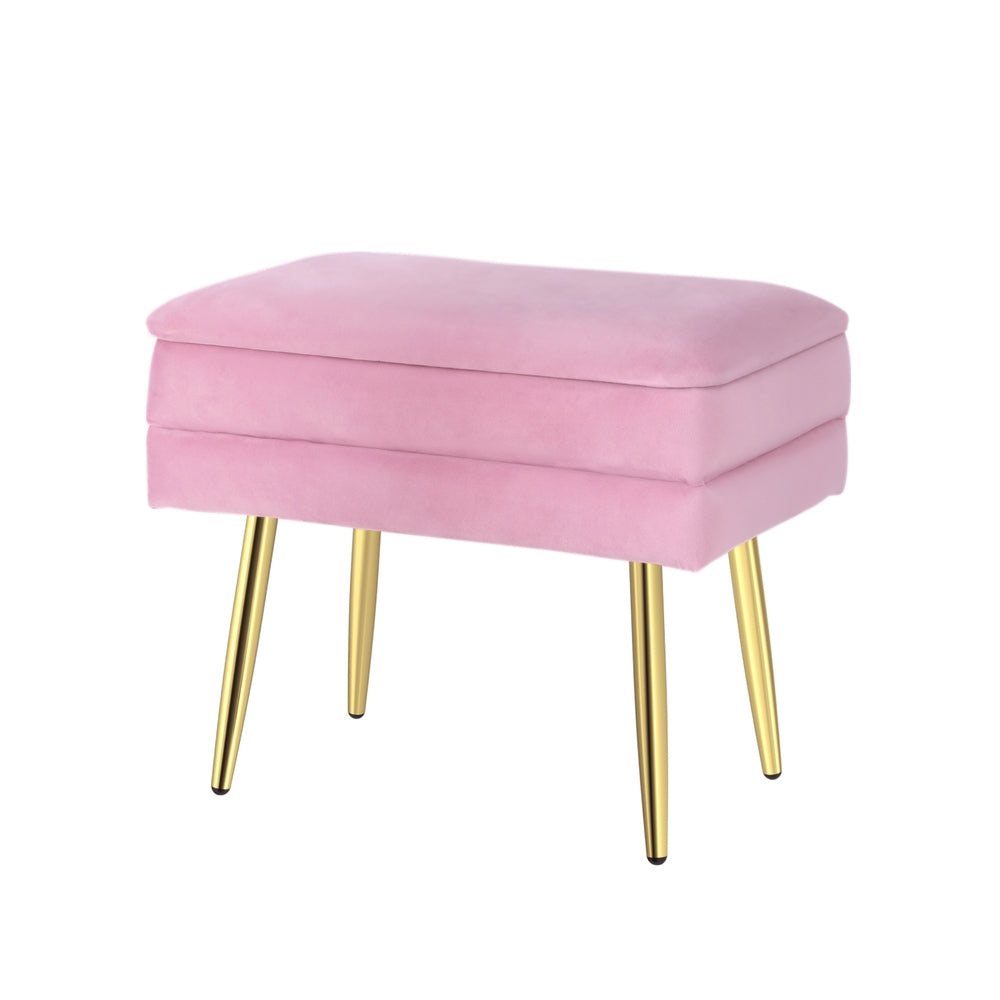 Amot Velvet Storage Ottoman – Pink – 50 cm