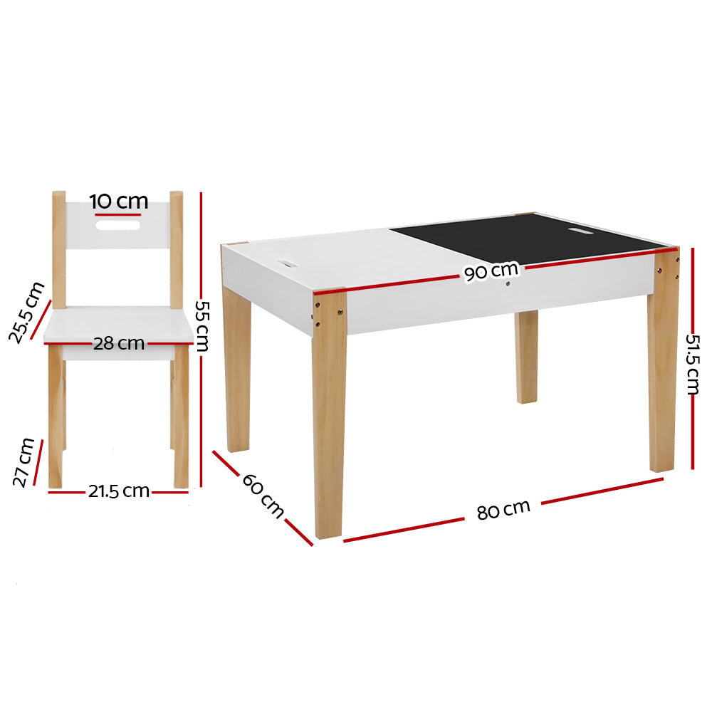Beckham Kids Table and Chairs Set with Storage – White – Set of 3