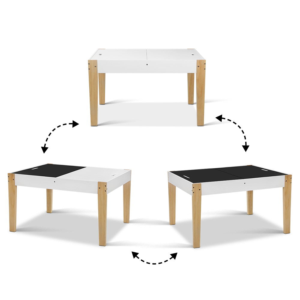 Beckham Kids Table and Chairs Set with Storage – White – Set of 3