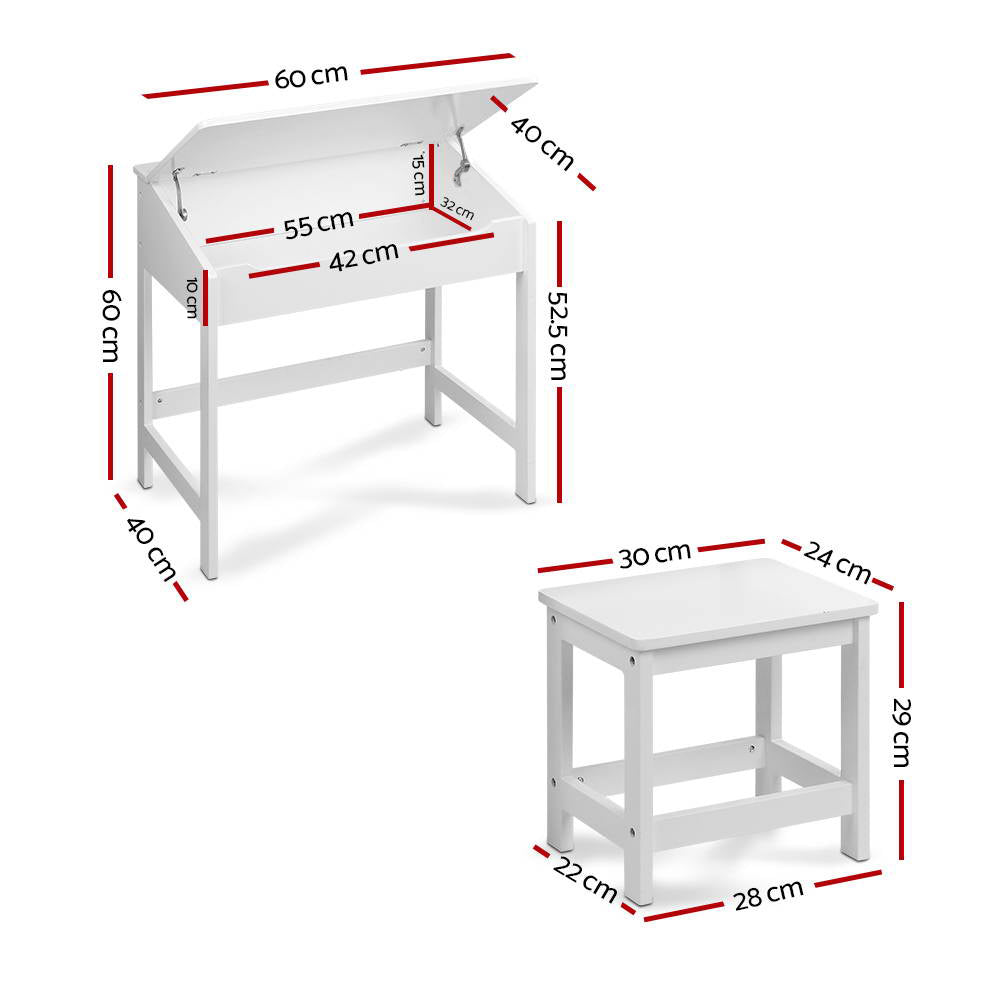 Nolan Kids Lift-Top Activity Desk – White – 60 cm