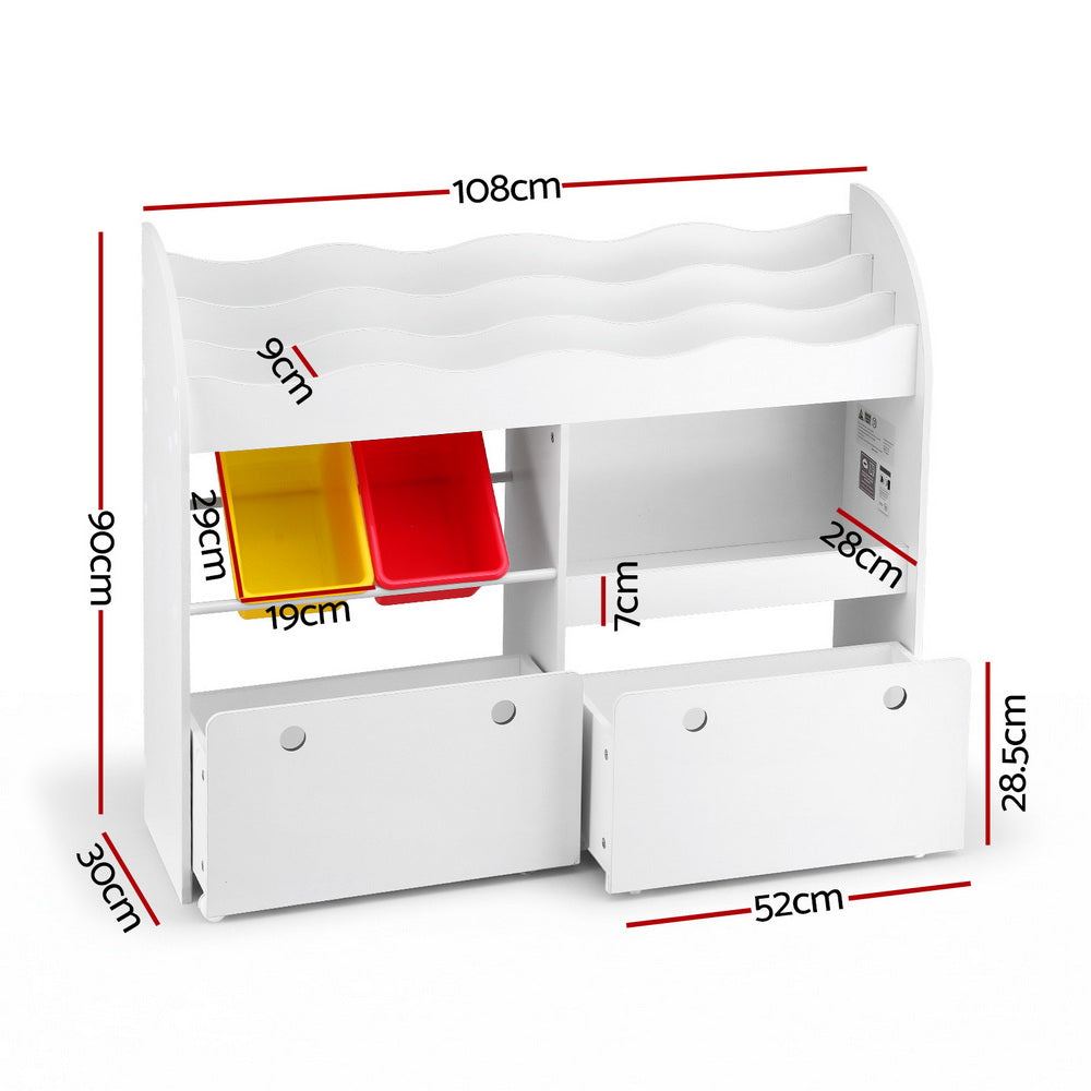 Rowan Kids Bookshelf – White – 3 Tier