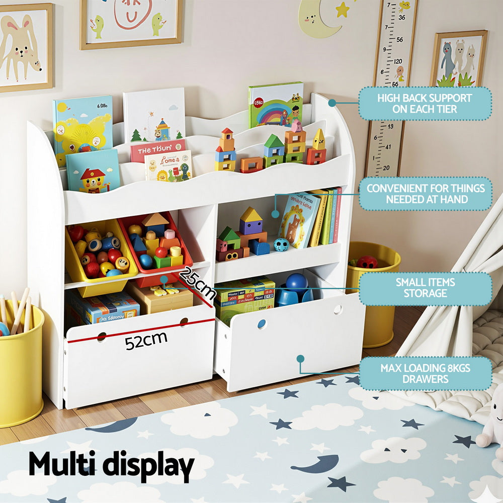 Rowan Kids Bookshelf – White – 3 Tier