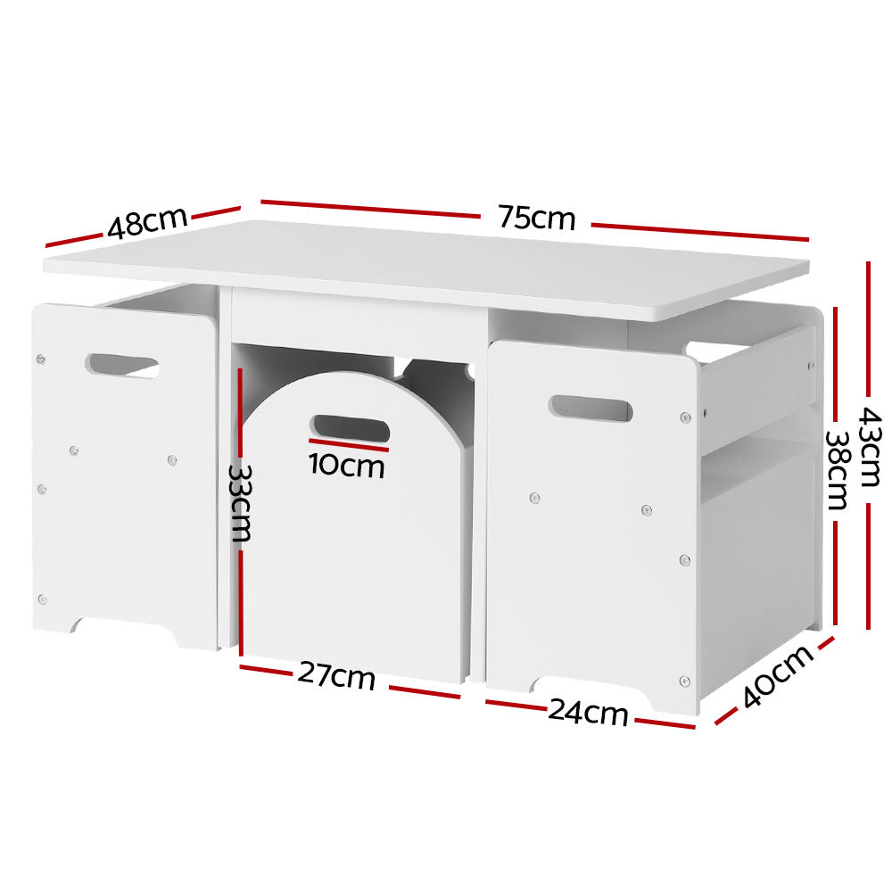 Camden Modular Kids Table and Chairs Set – White – Set of 3