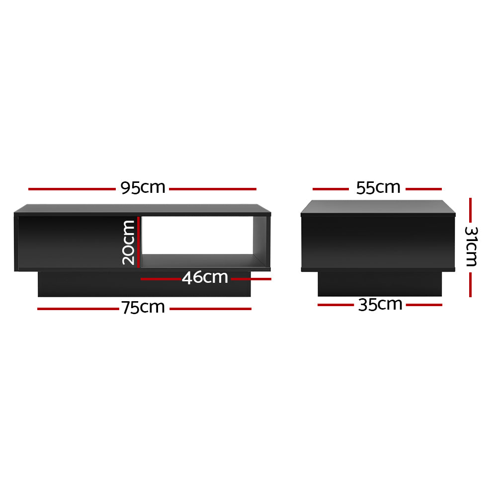 Lumina LED Coffee Table – Black – 95 cm
