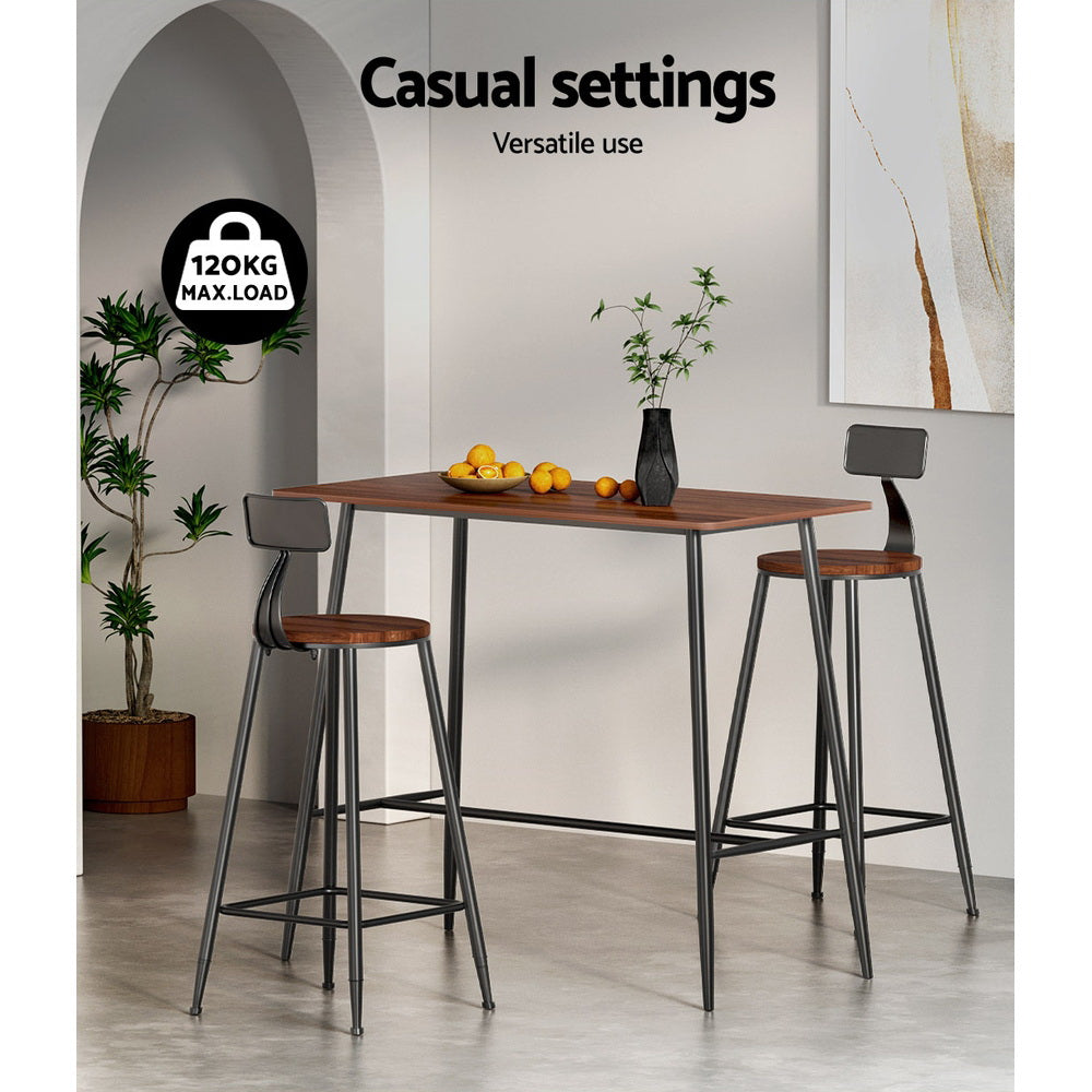Halle Industrial Bar Table – Oak & Black – 120 cm