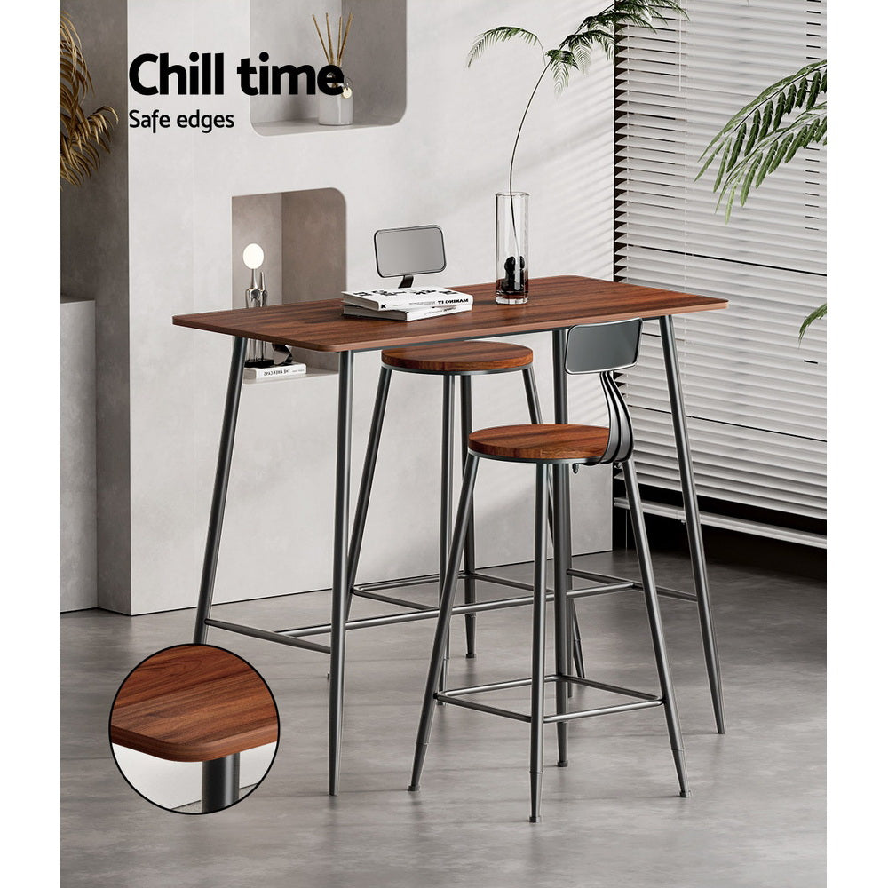 Halle Industrial Bar Table – Oak & Black – 120 cm