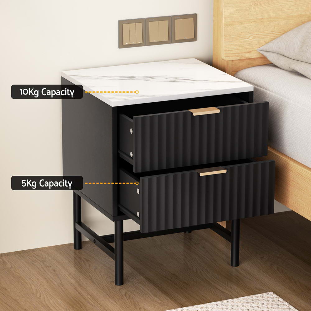 Arlo Bedside Tables – Black – Set of 2