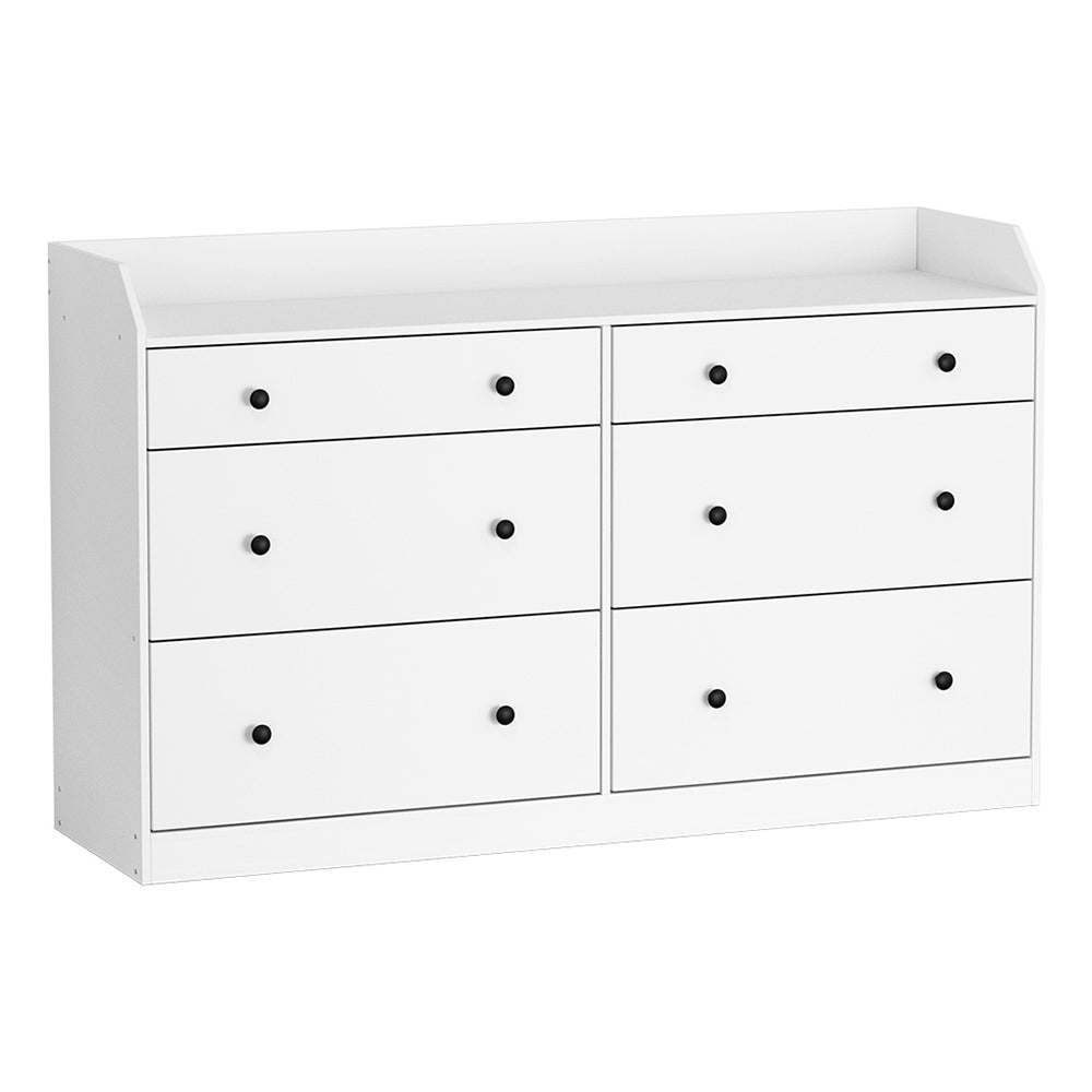 Nova 6 Drawer Tallboy – White – 138 cm