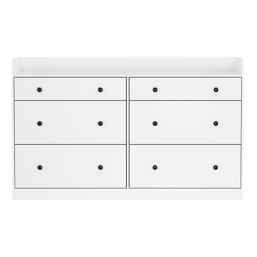 Nova 6 Drawer Tallboy – White – 138 cm