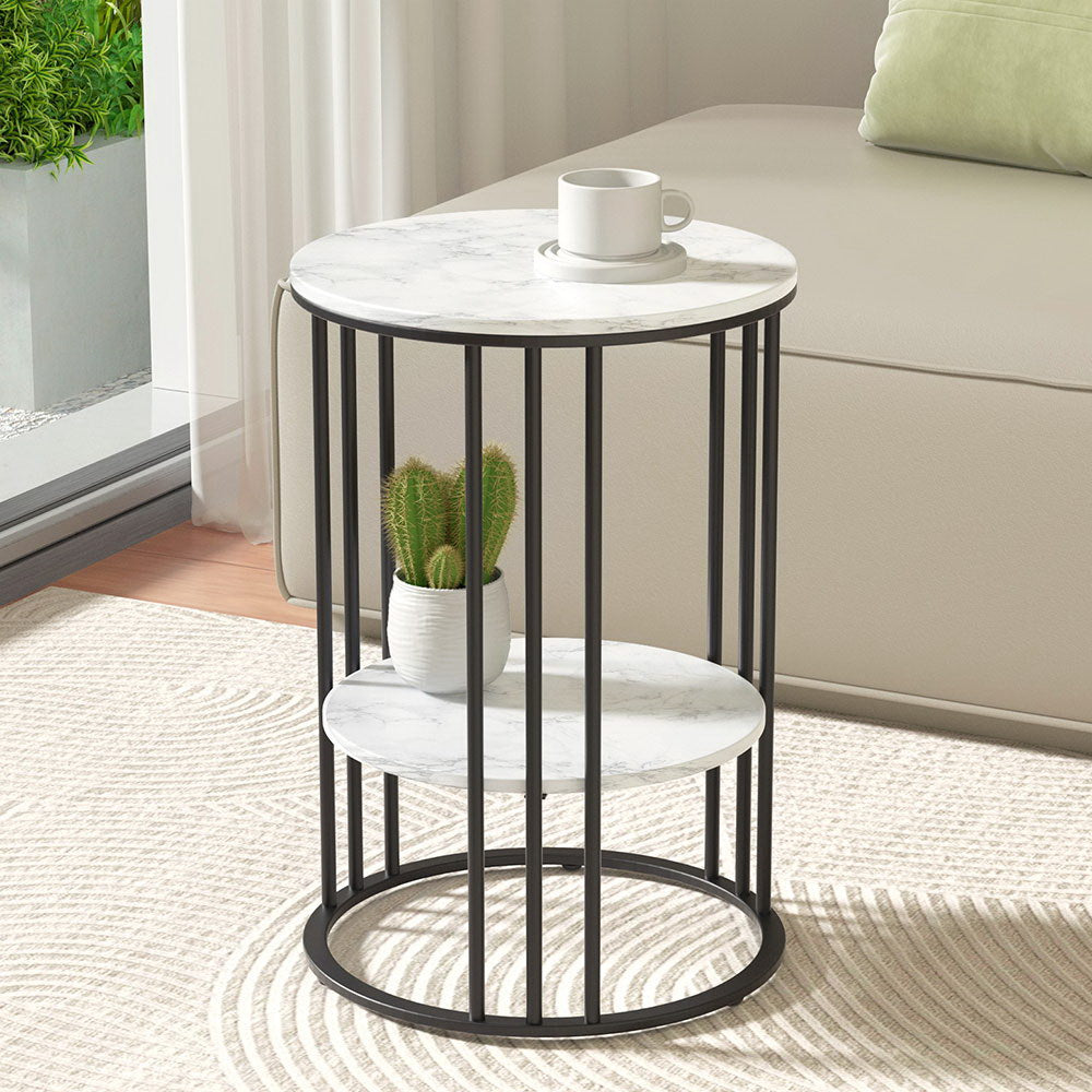 Coffee Table 2 - Tier Round Marble Effect