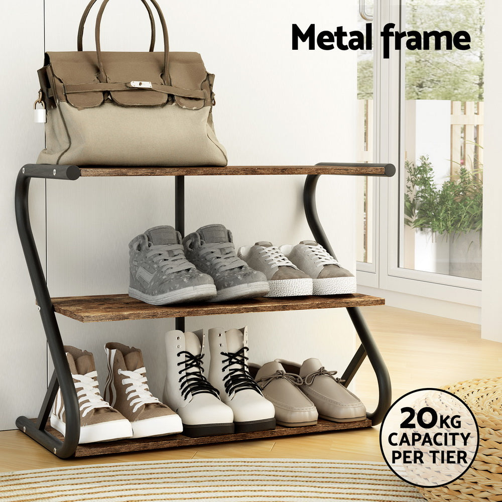 Sawyer Shoe Rack – Black – 3 Tier