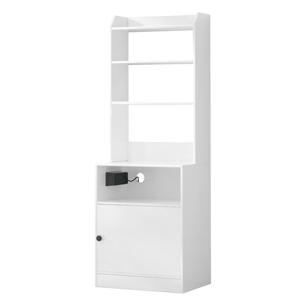 Nexus Bedside Table with Charging Station – White – 45 cm