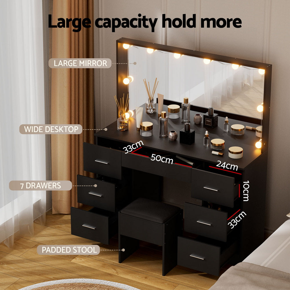 Stella LED Dressing Table – Black – 119 cm