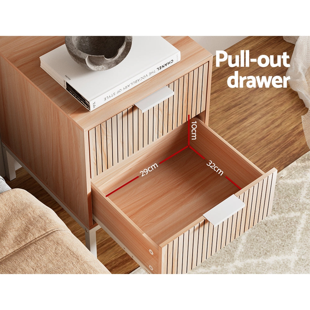 Lura Bedside Table – Pine – 2 Drawers