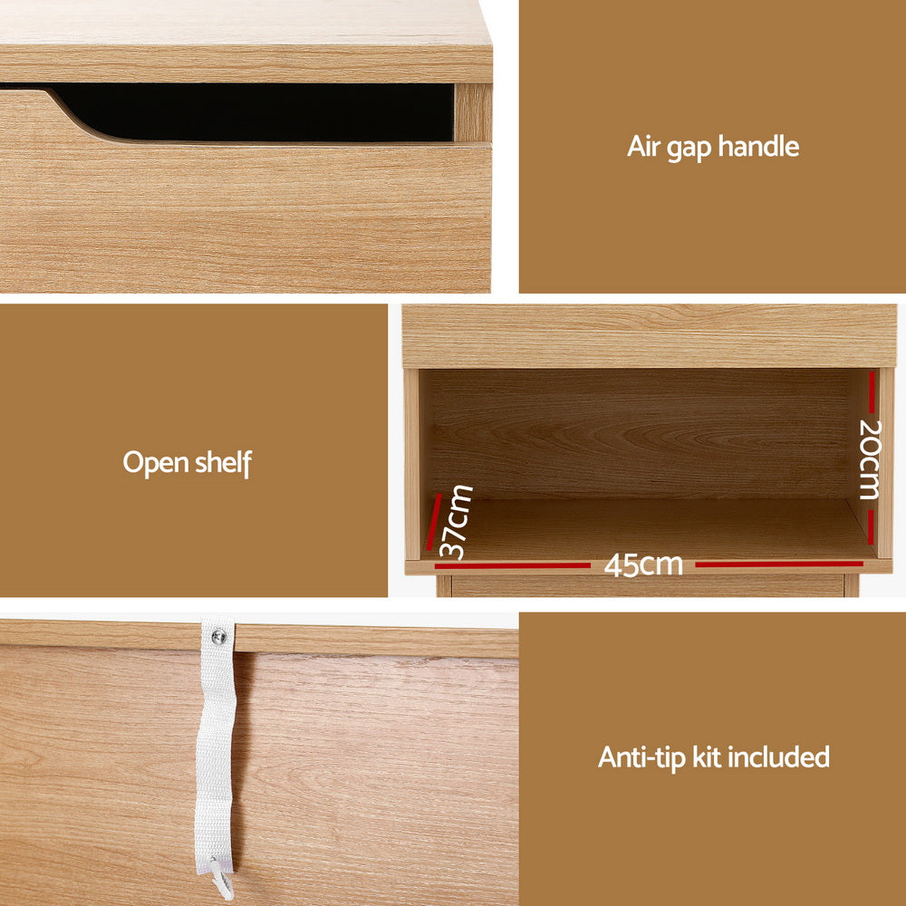 Hayden Bedside Table – Pine – 1 Drawer