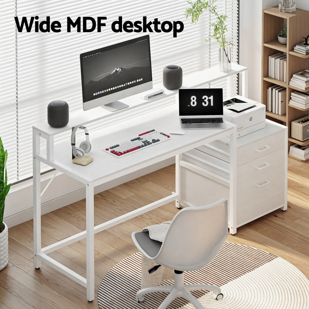 Hudson Storage Desk with Drawers – White – 160 cm