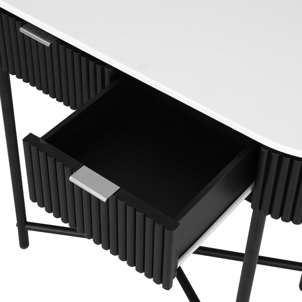 Romeo Console Table with 2 Drawers – White & Black – 100 cm