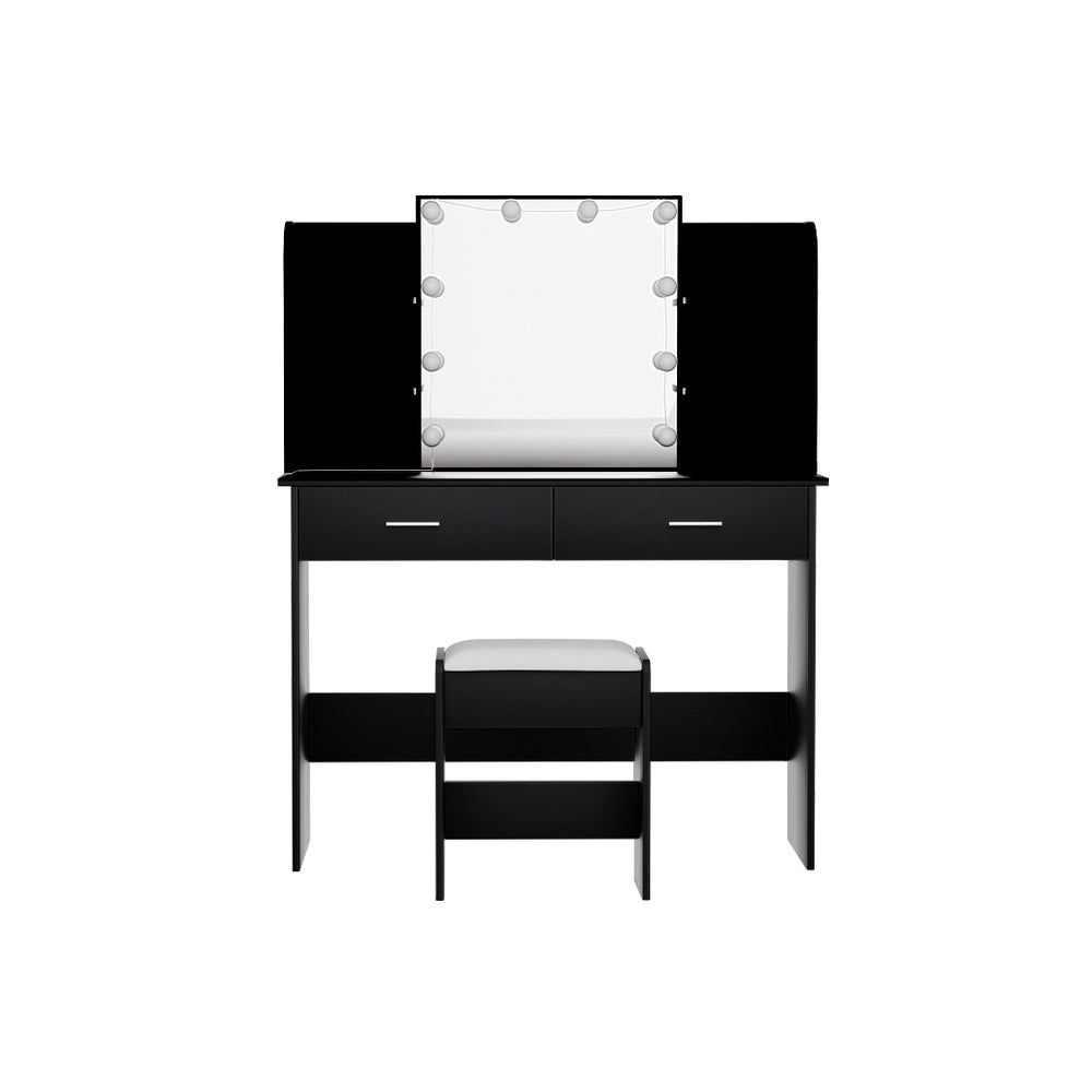 Dulcea LED Dressing Table with Stool – Black – Standard