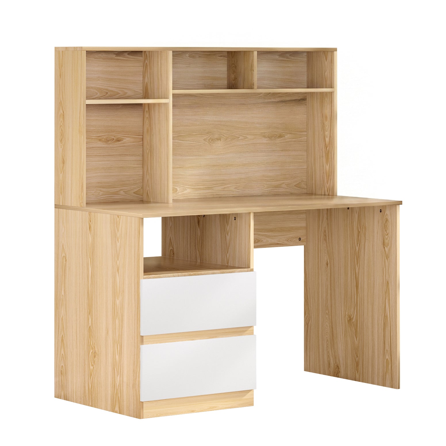Chester Computer Desk with Bookshelf & Drawer – White