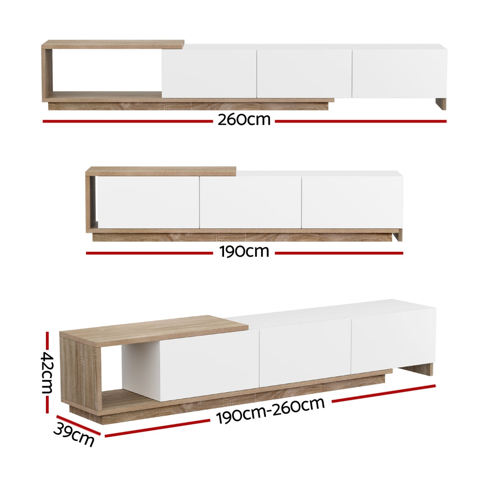 Arlo Extendable TV Cabinet – White – 190-260 cm
