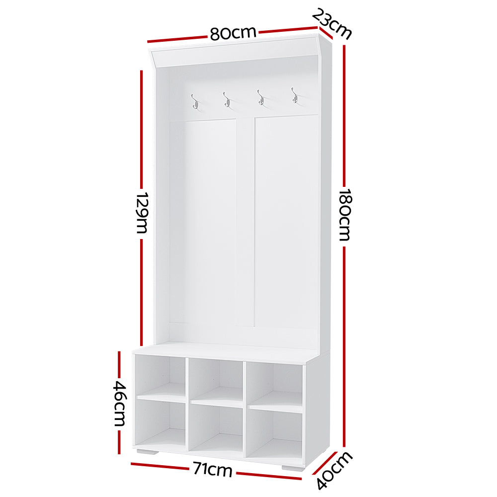Maxwell Hall Tree Storage Cabinet – White – 180 cm