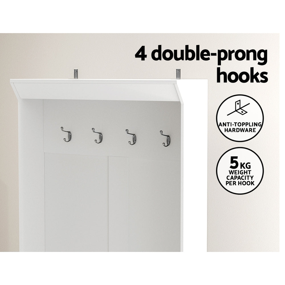Maxwell Hall Tree Storage Cabinet – White – 180 cm