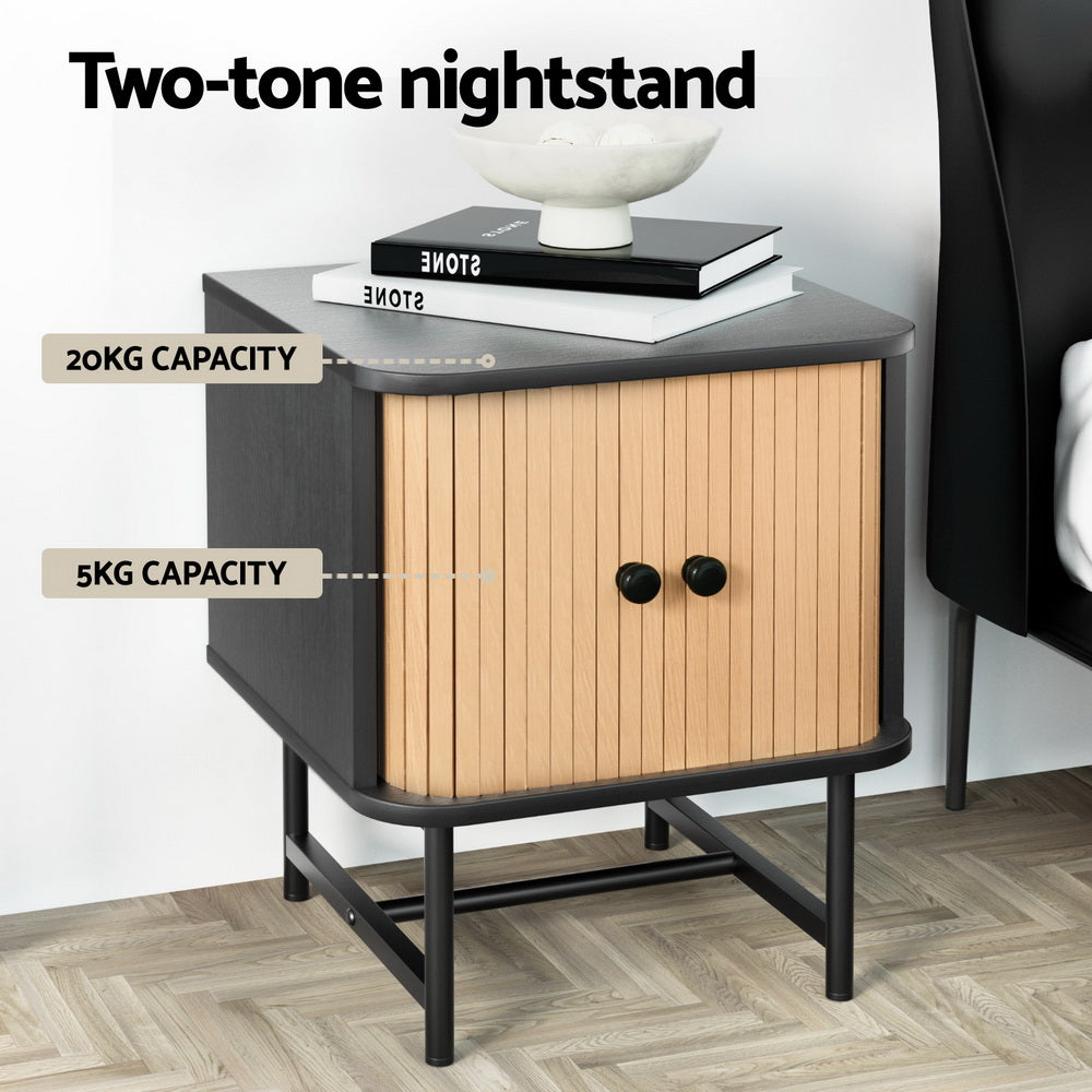 Boris Bedside Table – Pine – Sliding Doors