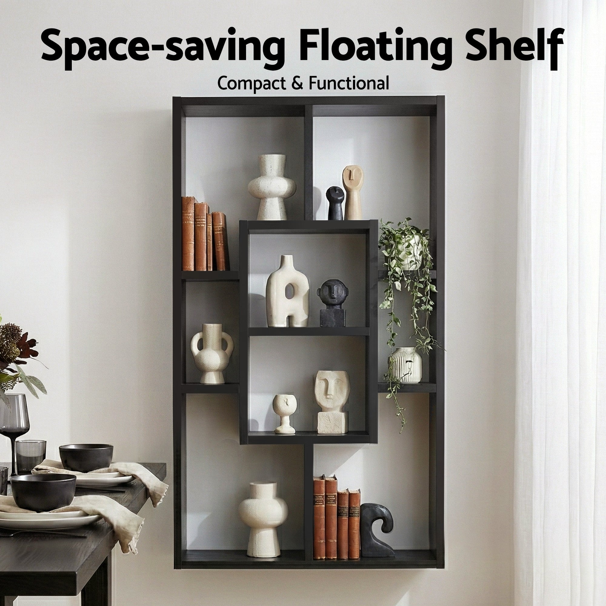 Callan Floating Wall Shelf – Black – 85 cm