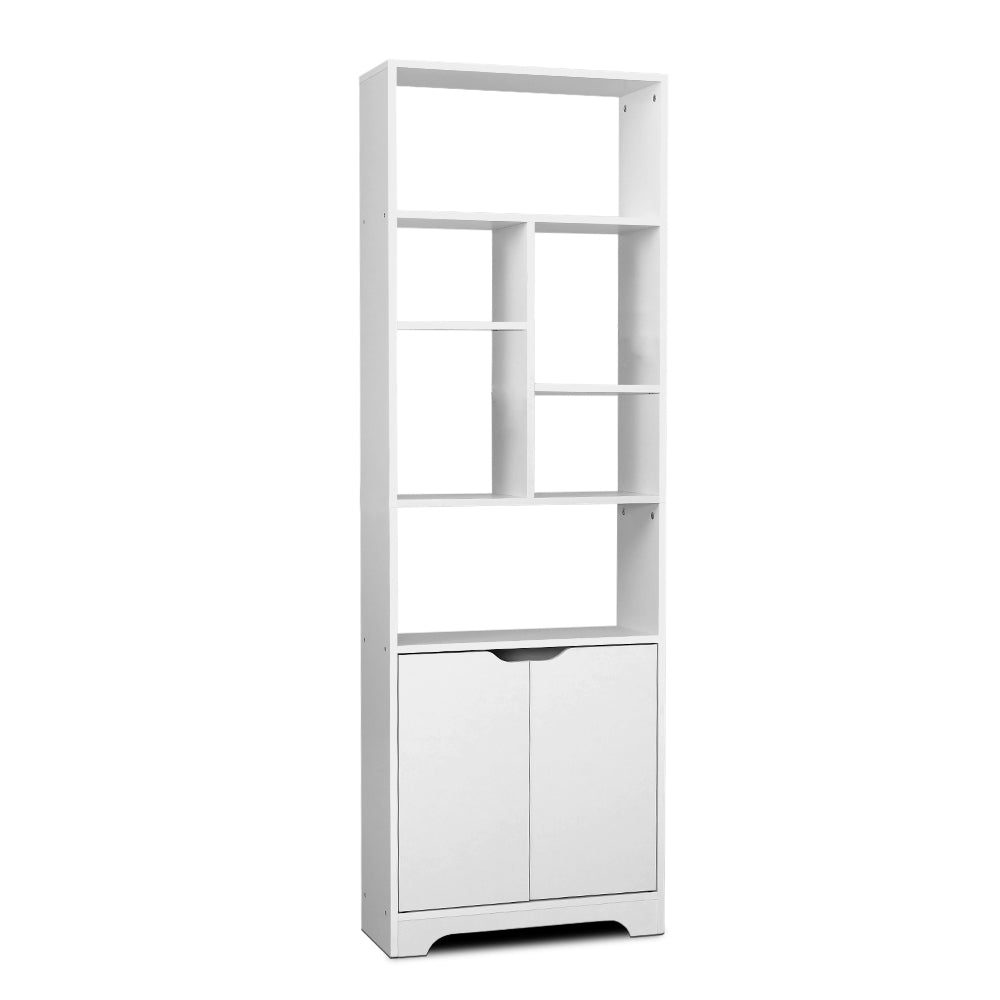 Gina Display Shelf with Cabinet – White – 8 Shelves
