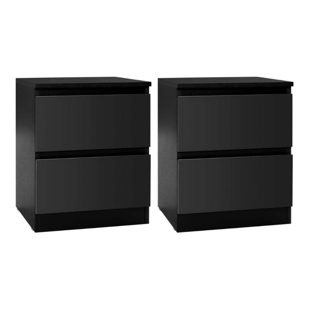 Cove 2x Bedside Table 2 Drawers - PEPE Black