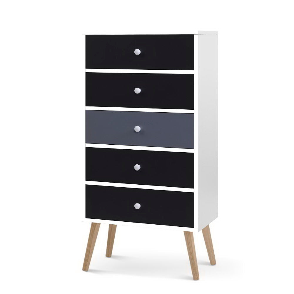 Nara 5-Drawer Tallboy – Grey – 48 cm
